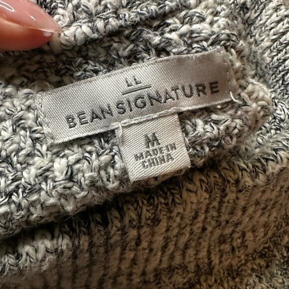 LL BEAN Gray marl Mock neck linen cotton blend sweater Size Medium - Picture 3 of 8